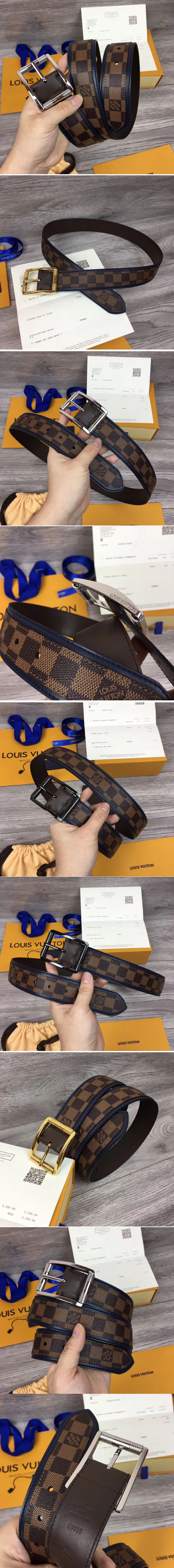 Replica Louis Vuitton M0038U LV Reverso 40mm Reversible Belt Damier Ebene Canvas