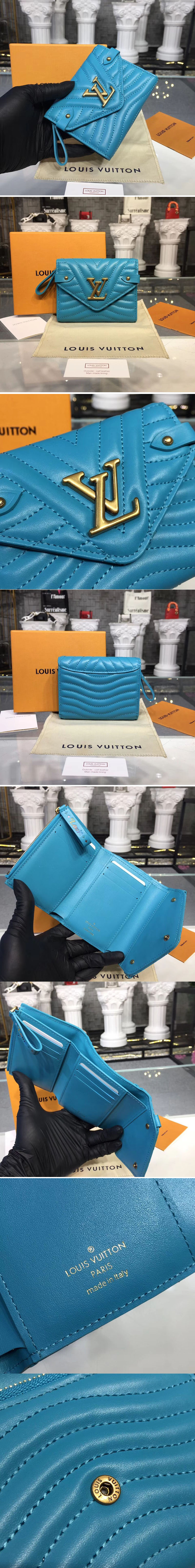 Replica Louis Vuitton M63730 LV New Wave Compact Wallet Calf leather Blue