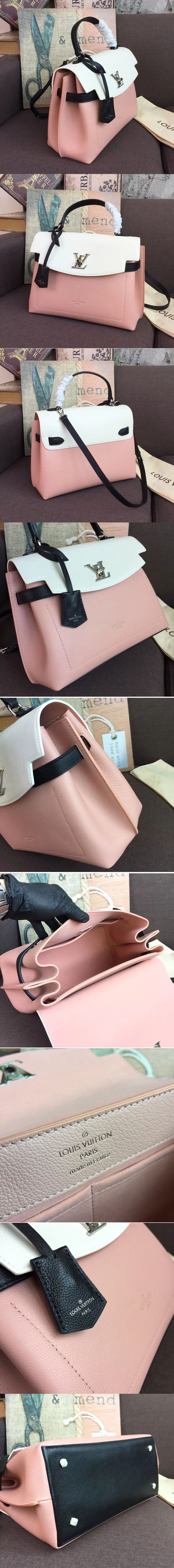 Replica Louis Vuitton M52787 LV Soft Calfskin Lockme Ever Bags Pink