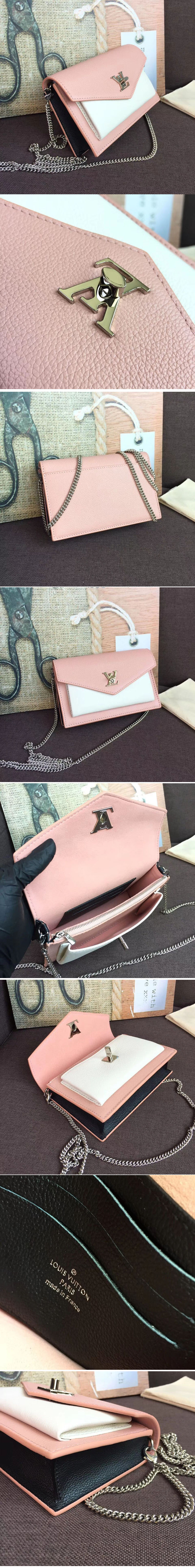 Replica Louis Vuitton M63980 LV Pochette Mylockme Chain Bags Pink