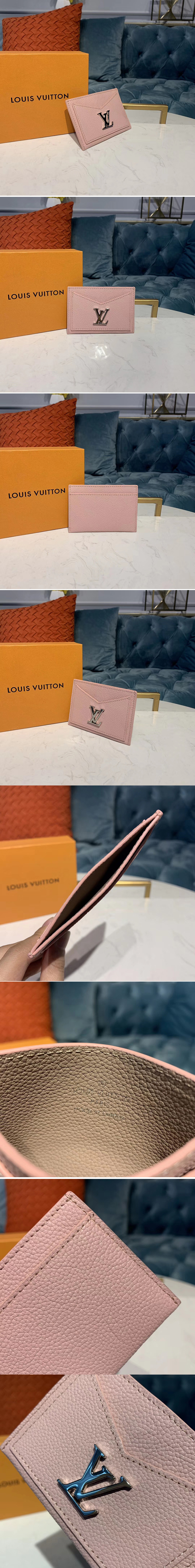 Replica Louis Vuitton M68610 LV Lockme card holder Pink Calf leather