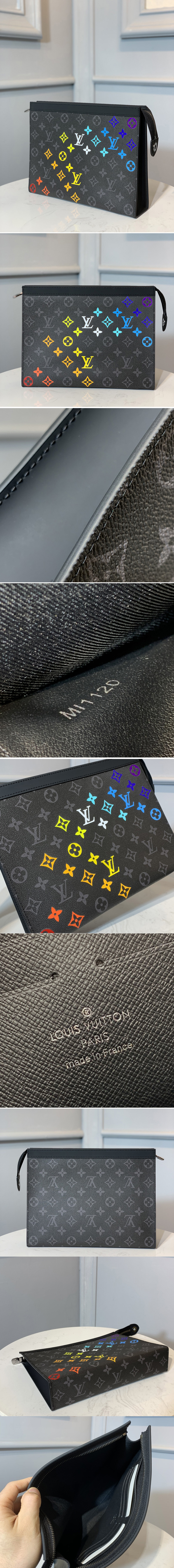 Replica Louis Vuitton M61692 LV Pochette Voyage MM Bags in Monogram Eclipse Canvas