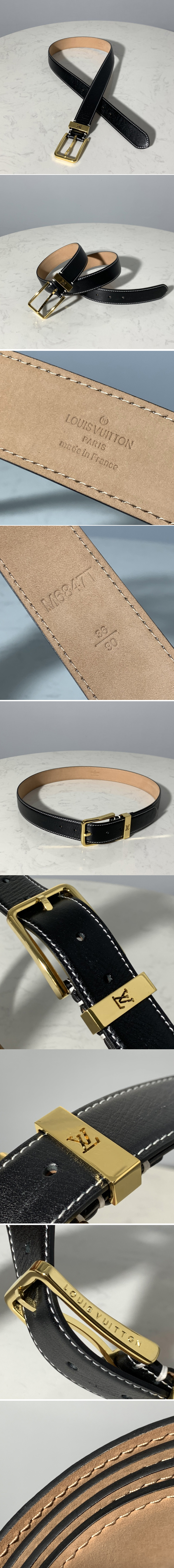 Replica Louis Vuitton M6847T LV Pont Neuf 35mm Belt in Black taurillon Leather