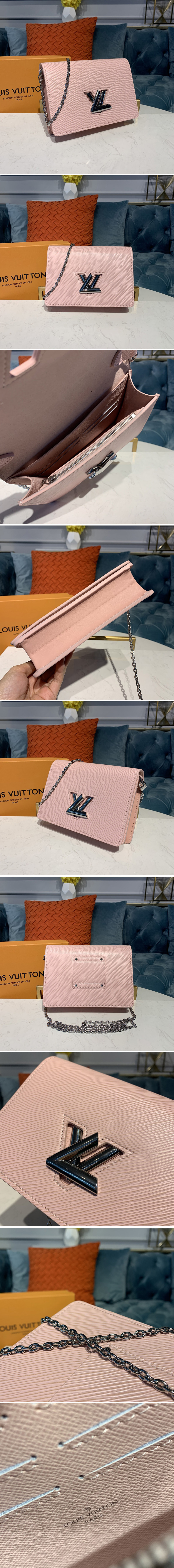 Replica Louis Vuitton M68559 LV Twist Belt Chain wallet in Pink Epi leather