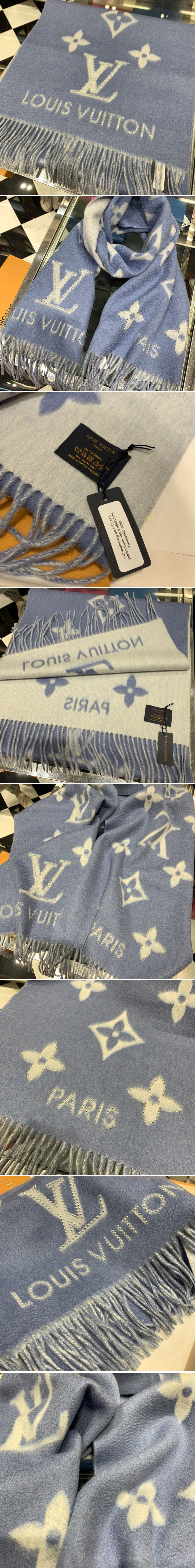 Replica Louis Vuitton M76076 LV Studdy Reykjavik scarf in Denim Blue