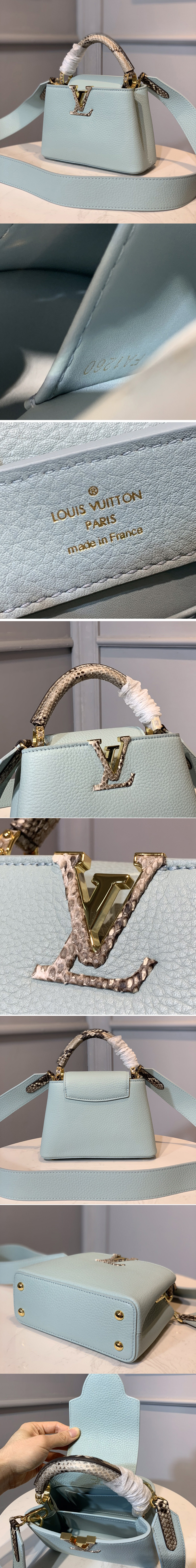 Replica Louis Vuitton M55922 LV Capucines Mini handbag In Green Taurillon leather