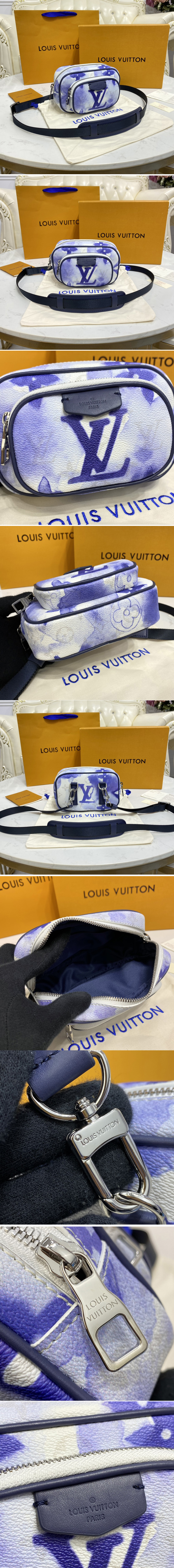 Replica Louis Vuitton M45763 LV Outdoor Pouch in Monogram Watercolor Blue coated canvas