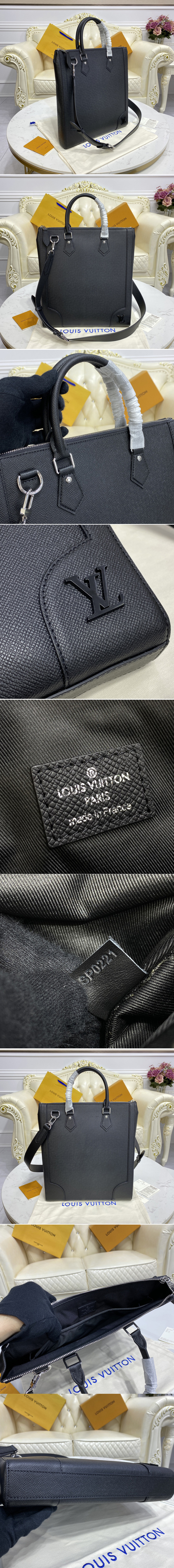 Replica Louis Vuitton M30811 LV Vertical Tote Bag in Black Taiga cowhide leather