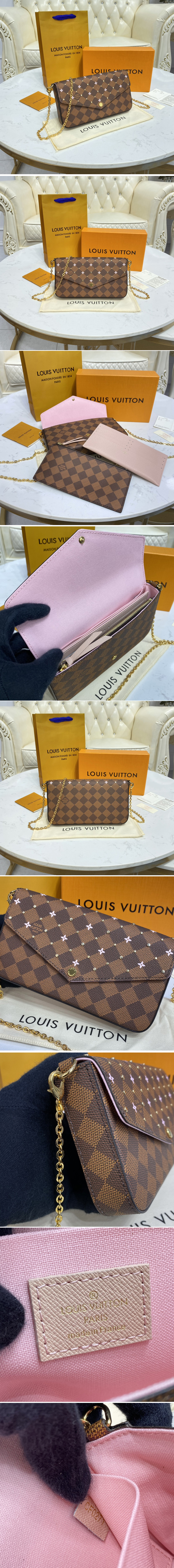 Replica Louis Vuitton N60474 LV Félicie Pochette Bag in Damier Ebene coated canvas