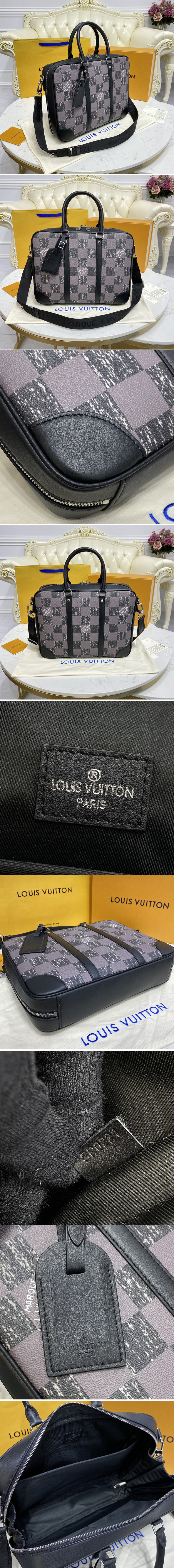 Replica Louis Vuitton N50072 LV Sirius Briefcase Bag in Graphite Cowhide leather