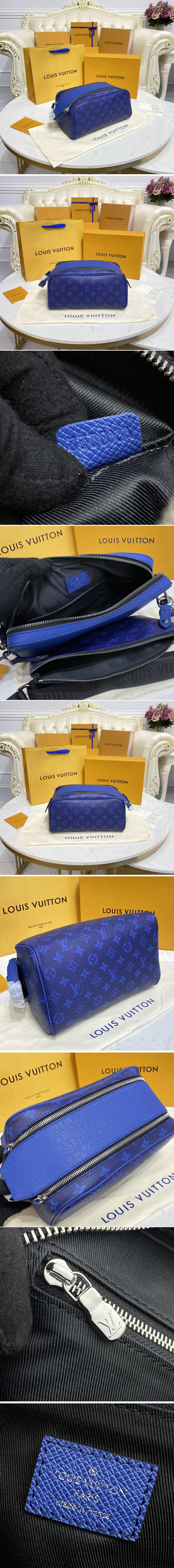 Replica Louis Vuitton M30849 LV Dopp Kit bag in Monogram canvas and Taiga leather