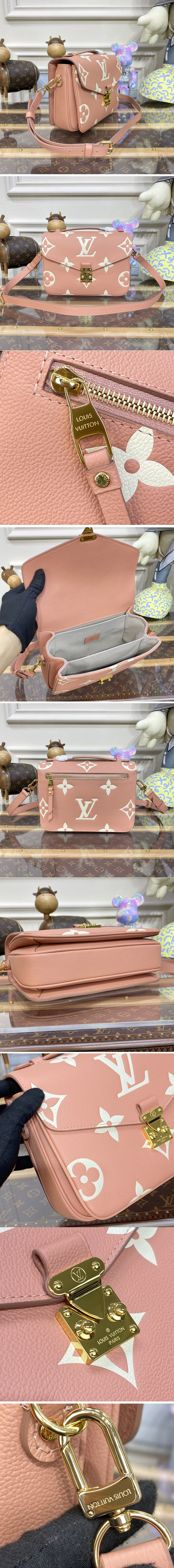 Replica Louis Vuitton M46302 LV Pochette Metis bag in Pink/Cream Monogram Empreinte leather