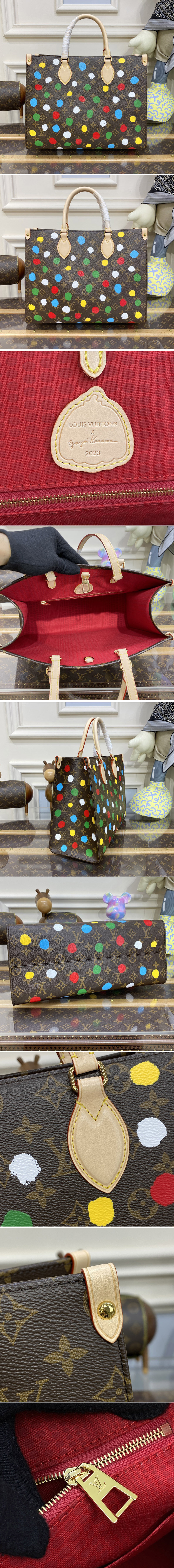 Replica Louis Vuitton M46379 LV LVxYK OnTheGo MM Bag in Monogram coated canvas with 3D Painted Dots print