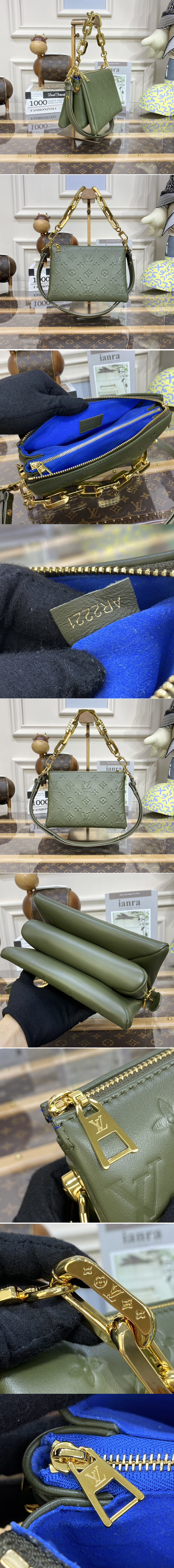 Replica Louis Vuitton M21148 LV Coussin BB handbag in Khaki Lambskin Leather