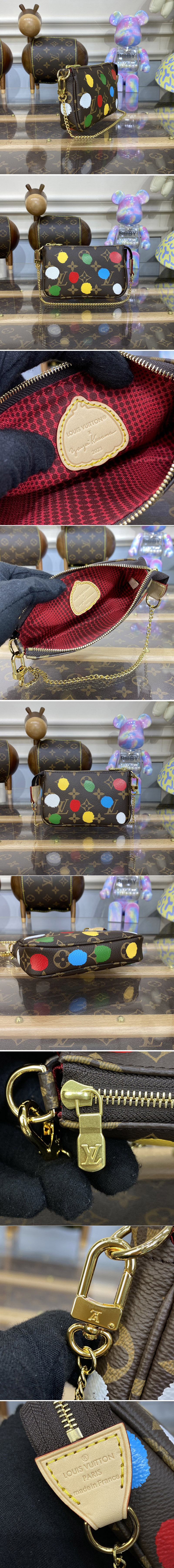 Replica Louis Vuitton M81866 LVxYK Mini Pochette Accessoires in Monogram coated canvas with 3D Painted Dots print