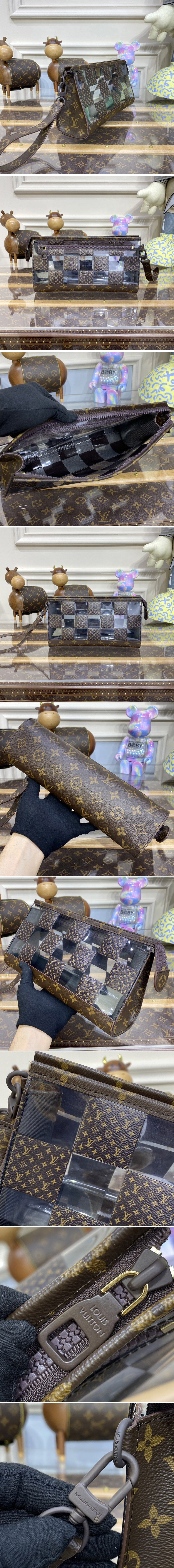 Replica Louis Vuitton M81588 LV Standing Pouch in Monogram Chess coated canvas and PVC