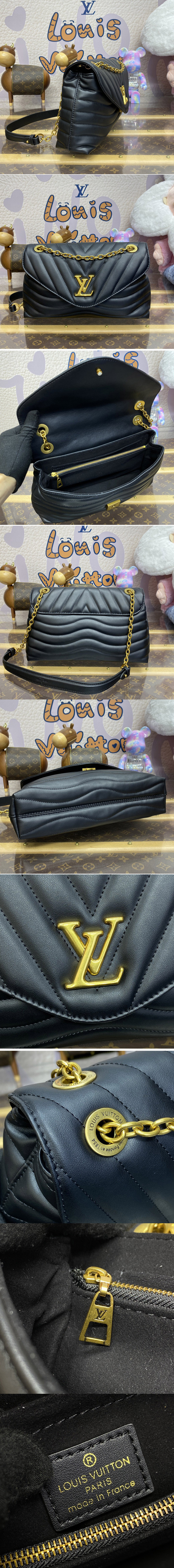 Replica Louis Vuitton M21615 LV New Wave Chain Bag GM in Black Quilted calf leather