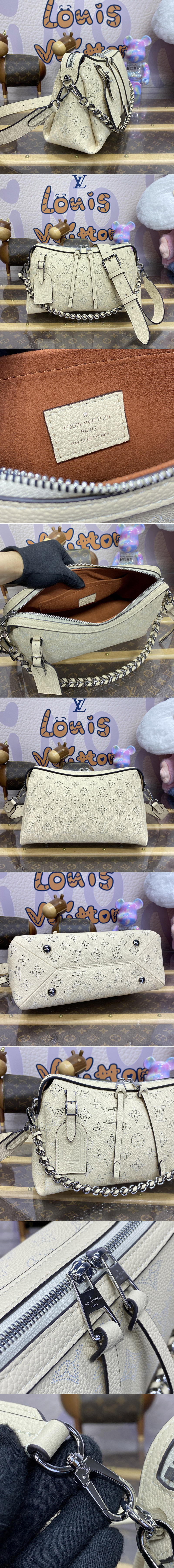 Replica Louis Vuitton M24114 LV Mahina Hand It All PM bag in Beige Mahina calfskin