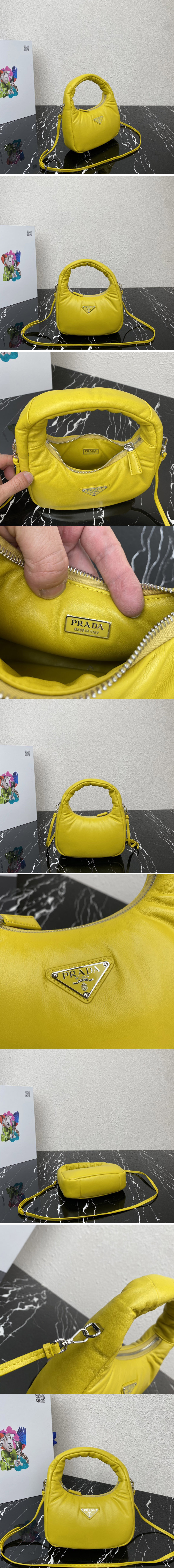 Replica Prada 1BA384 Prada Soft padded nappa leather mini-bag in Yellow Leather