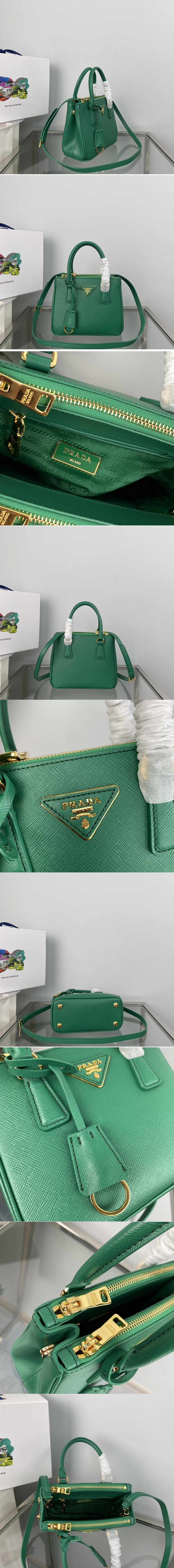 Replica Prada 1BA906 Prada Galleria Saffiano leather mini-bag in Green Leather