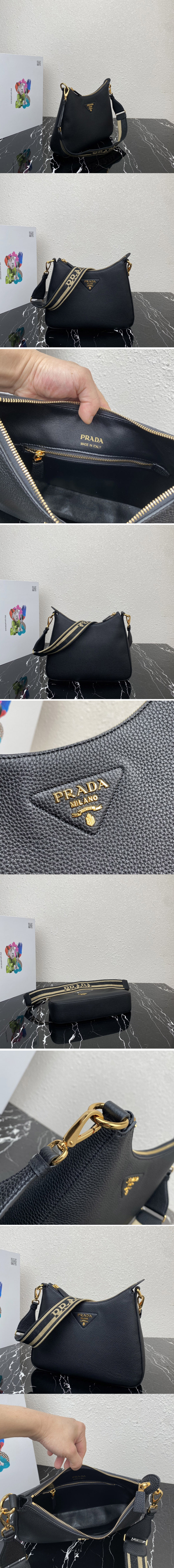 Replica Prada 1BC178 Leather bag in Black Leather