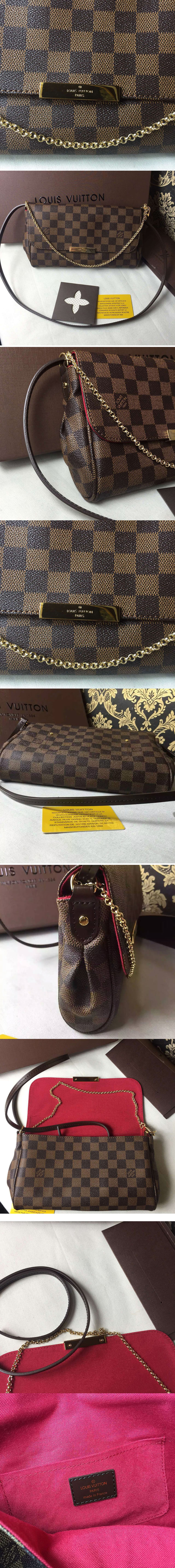 Replica Louis Vuitton N41129 Favorite MM Damier Ebene Canvas Bags