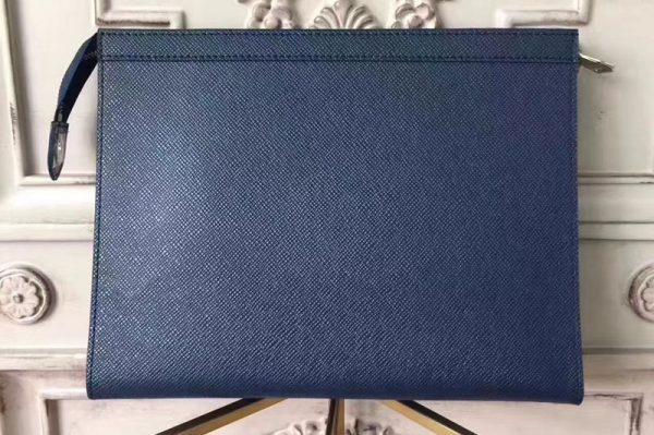 Replica Louis Vuitton M30675 Pochette Voyage MM Taiga Leather Blue Bags