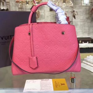 Replica Louis Vuitton M41758 Monogram Empreinte Montaigne MM Corail Bags