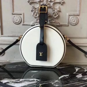 Replica Louis Vuitton Calfskin Petite Boite Chapeau Beige and Black M43514 Bags