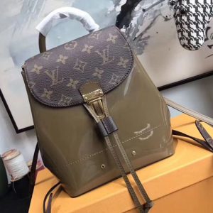 Replica Louis Vuitton M54389 Hot Springs Backpack Patent Leather Vert Bronze Bags