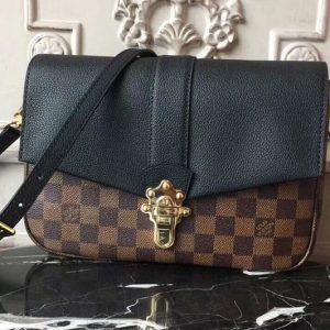 Replica Louis Vuitton N44243 Damier Ebene Canvas/Calfskin Clapton PM Bags