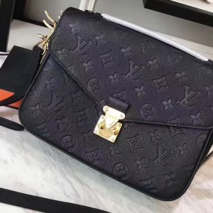 Replica Louis Vuitton M41487 Pochette Metis Monogram empreinte Leather Bags Black