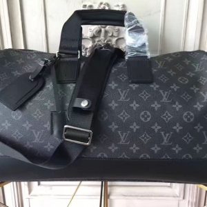 Replica Louis Vuitton M43038 Monogram Eclipse Canvas Keepall Voyager Bags