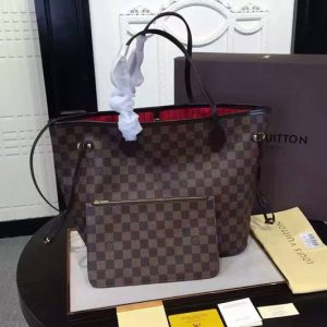 Replica Louis Vuitton N41358 Damier Ebene Canvas Neverfull MM Bags