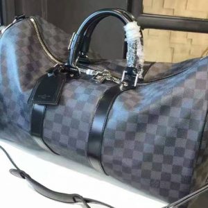 Replica Louis Vuitton LV N41418 Damier Graphite Canvas Keepall Bandouliere Bags