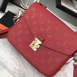 Replica Louis Vuitton M41488 Pochette Metis Monogram empreinte Leather Bags Red