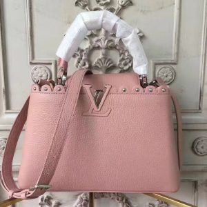 Replica Louis Vuitton M48864 Capucines MM Taurillon Leather Bags Pink