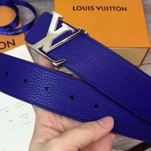 Replica Louis Vuitton M9080T INITIALES 40 MM REVERSIBLE Belts Silver Buckle Blue/Coffee