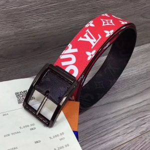 Replica Louis Vuitton Red Supreme x Monogram LV Reversible Belt PVD Buckle