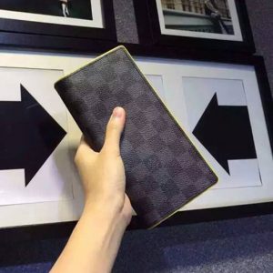 Replica Louis Vuitton N63252 Damier Graphite Canvas Brazza Wallet Anis