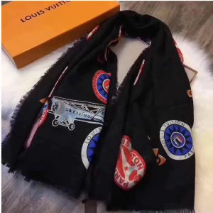 Replica Louis Vuitton 140cm Square Cashmere Scarf And Shawl Black