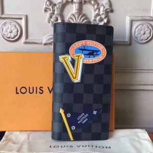 Replica Louis Vuitton N64438 Damier Graphite Canvas Brazza Wallet