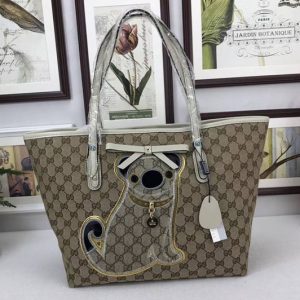 Replica Gucci 212374 Joy Supreme Dog Canvas Shoulder Bag White