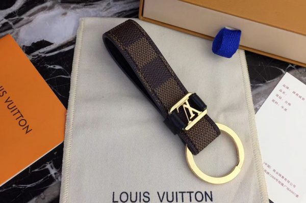 Replica Louis Vuitton M62706 LV Dragonne Key Holder Damier Ebene Canvas Gold Hardware