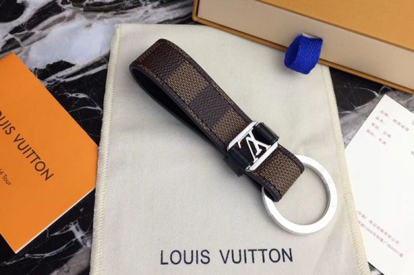 Replica Louis Vuitton M62706 LV Dragonne Key Holder Damier Ebene Canvas Silver Hardware