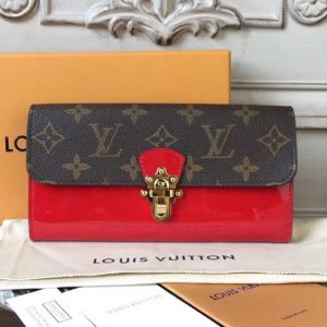 Replica Louis Vuitton M61719 Cherrywood Wallet Patent Leather With Monogram canvas Red