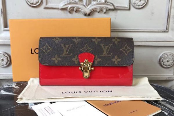 Replica Louis Vuitton M61719 Cherrywood Wallet Patent Leather With Monogram canvas Red