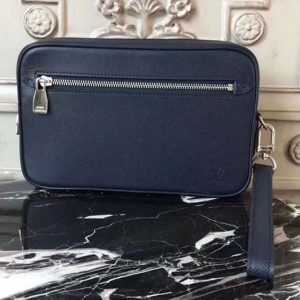 Replica Louis Vuitton M33409 LV Kasai Clutch Taiga Leather Bags Blue