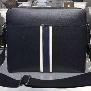 Replica Louis Vuitton M34411 Anton Messenger PM Taiga leather Bags Black