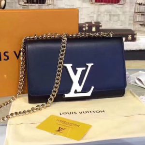 Replica Louis Vuitton M41279 LV Smooth Calfskin Chain Louise MM Bags Blue